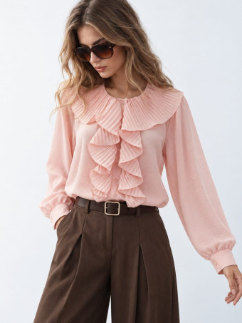 Blusa Fluida Chorreras LULIANNE Rosa HEVE