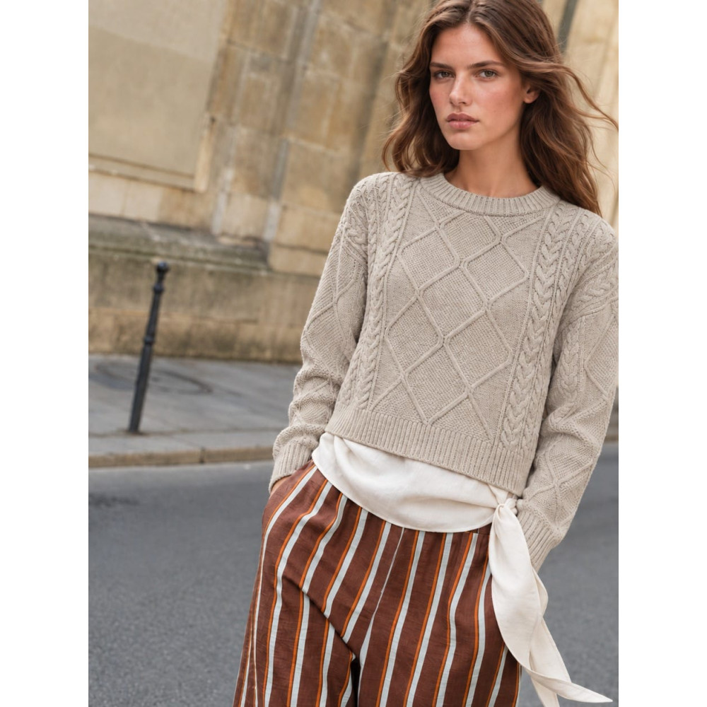 Jersey Cropped Trenzado SELWYN Taupe HEVE