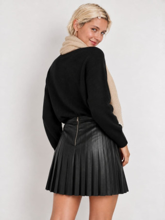 Falda Polipiel Plisada CHENNIER Negro HEVE