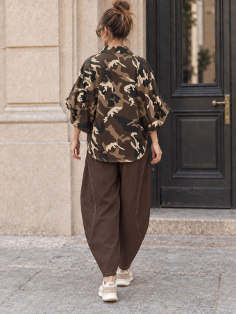 Camisa Cocoon Oversize Camuflaje MERRIT Marrón HEVE