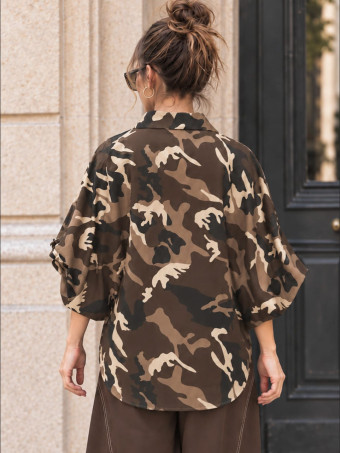 Camisa Cocoon Oversize Camuflaje MERRIT Marrón HEVE