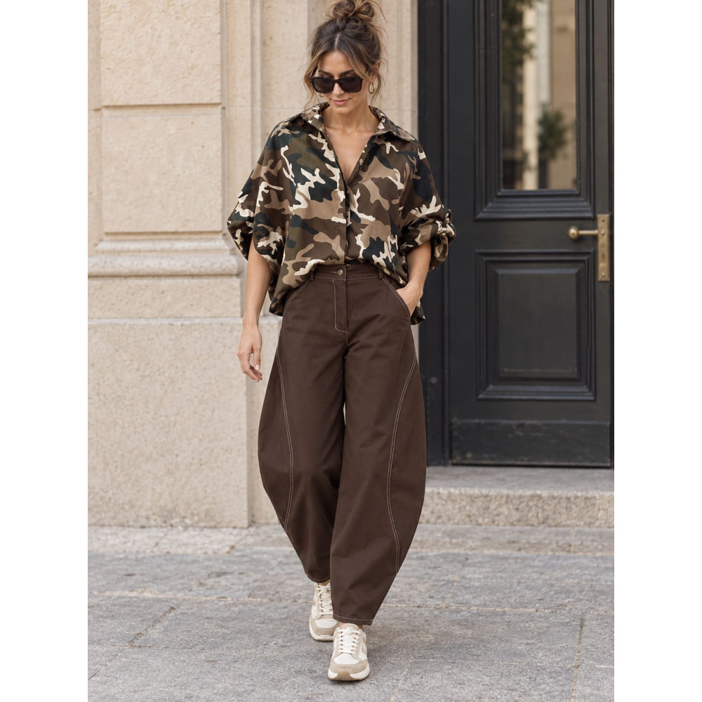 Pantalón Barrell Costuras BOWEN Marrón HEVE