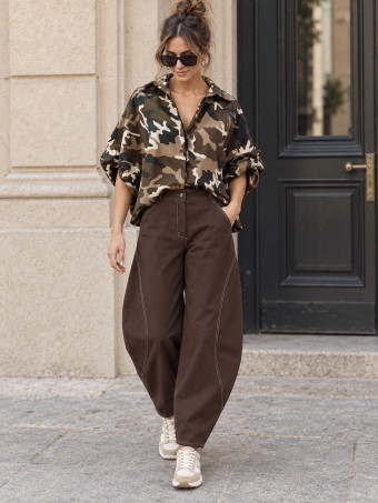 Pantalón Barrell Costuras BOWEN Marrón HEVE
