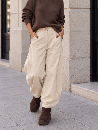 Pantalón Barrell Costuras BOWEN Beige HEVE