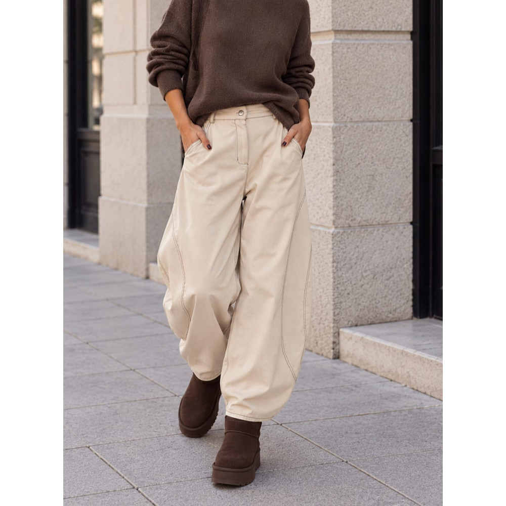 Pantalón Barrell Costuras BOWEN Beige HEVE