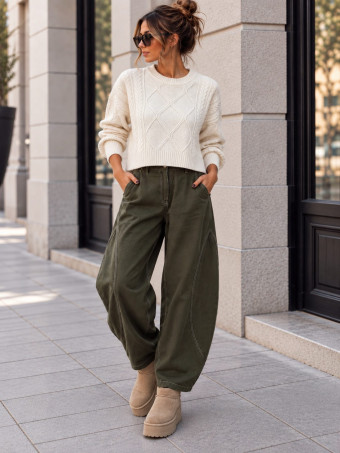 Pantalón Barrell Costuras BOWEN Verde Militar HEVE