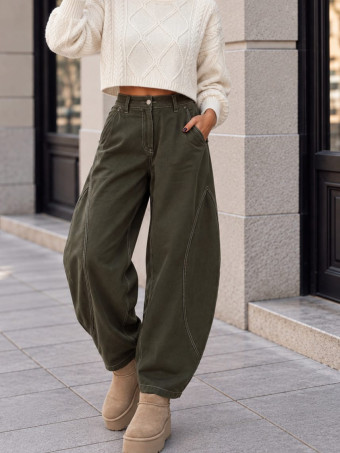 Pantalón Barrell Costuras BOWEN Verde Militar HEVE