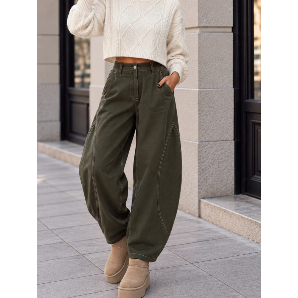 Pantalón Barrell Costuras BOWEN Verde Militar HEVE
