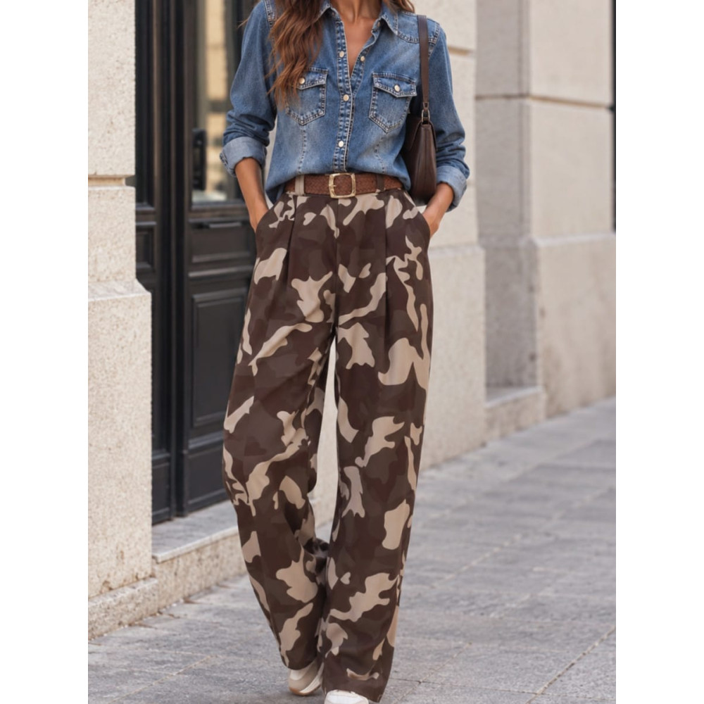Pantalón Camuflaje con Cinturón FALKER Marrón HEVE