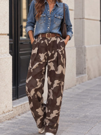 Pantalón Camuflaje con Cinturón FALKER Marrón HEVE