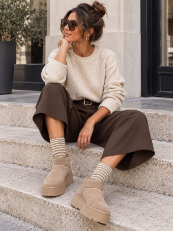 Pantalón Culotte con Cinturón CAMDEN Marrón HEVE