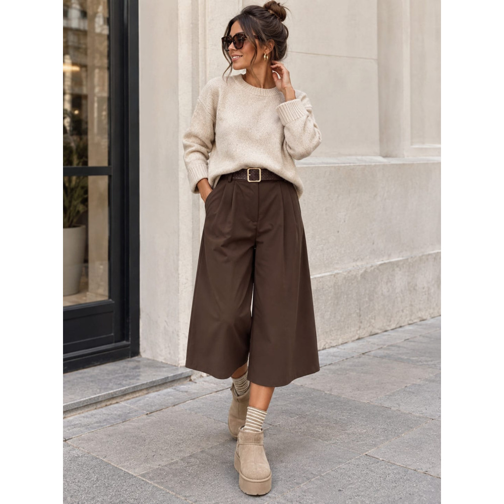 Pantalón Culotte con Cinturón CAMDEN Marrón HEVE
