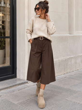Pantalón Culotte con Cinturón CAMDEN Marrón HEVE