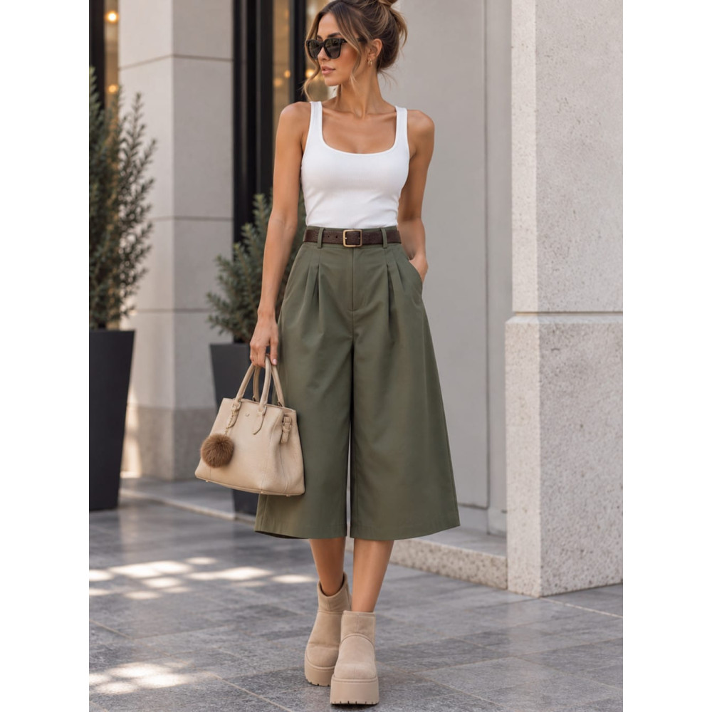 Pantalón Culotte con Cinturón CAMDEN Verde Militar HEVE