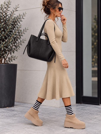 Vestido Punto Skater BAYOU Tostado HEVE