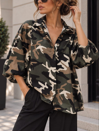 Camisa Cocoon Oversize Camuflaje MERRIT Verde HEVE