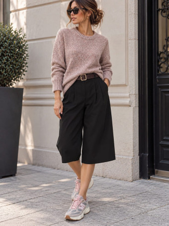 Pantalón Culotte con Cinturón CAMDEN Negro HEVE