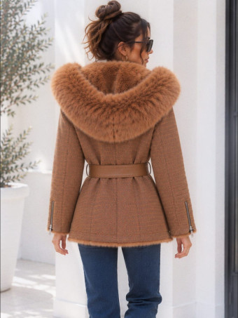 Abrigo Forrado Efecto Reptil NOREVA Camel HEVE