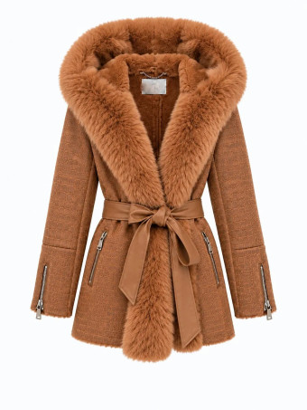 Abrigo Forrado Efecto Reptil NOREVA Camel HEVE