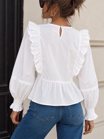 Blusa Romántica Volantes MIREYA Blanco HEVE