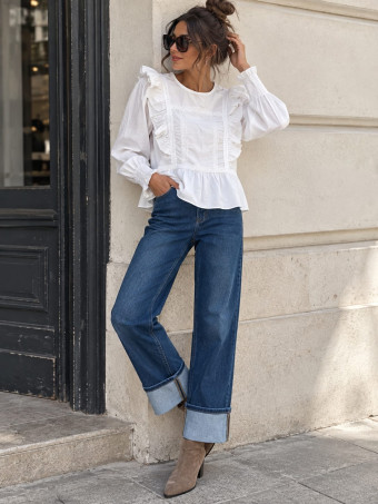 Blusa Romántica Volantes MIREYA Blanco HEVE