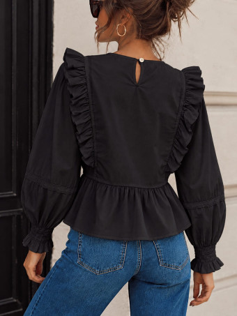 Blusa Romántica Volantes MIREYA Negro HEVE