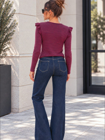 Camiseta Rayas con Volante MILLIE Burdeos HEVE