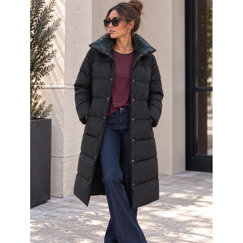 Abrigo Reversible Acolchado ARWEN Negro/Verde HEVE
