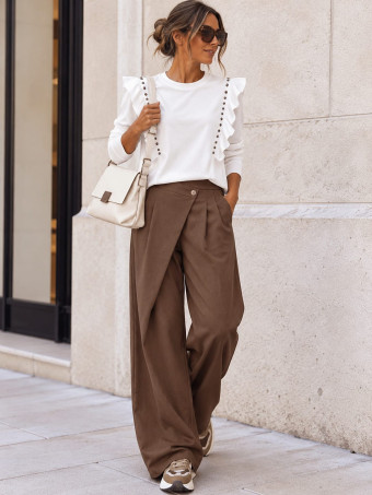 Camiseta Tachas con Volante BRIELA Blanco HEVE