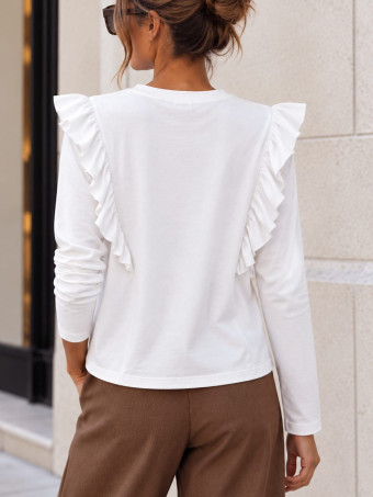 Camiseta Tachas con Volante BRIELA Blanco HEVE