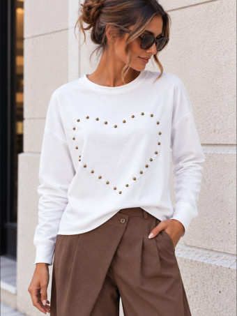 Camiseta Corazón con Tachas ROVELA Blanco HEVE