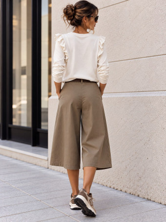 Camiseta Tachas con Volante BRIELA Beige HEVE