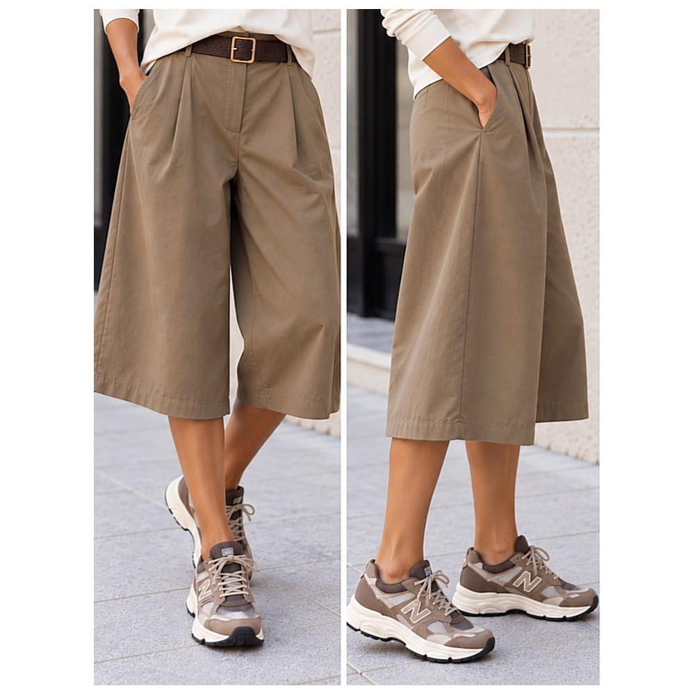 Pantalón Culotte con Cinturón CAMDEN Taupe heve