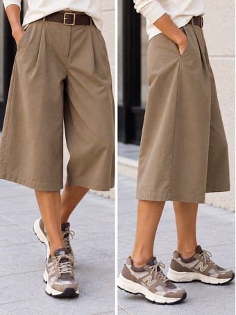 Pantalón Culotte con Cinturón CAMDEN Taupe heve