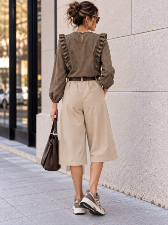 Blusa Volantes y Bordados LARETH Marrón HEVE