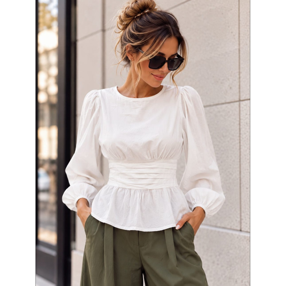 Blusa con Jaretas ROSELL Blanco HEVE