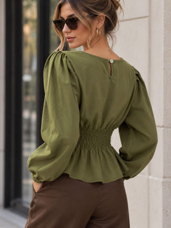 Blusa con Jaretas ROSELL Verde Militar HEVE