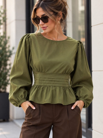 Blusa con Jaretas ROSELL Verde Militar HEVE