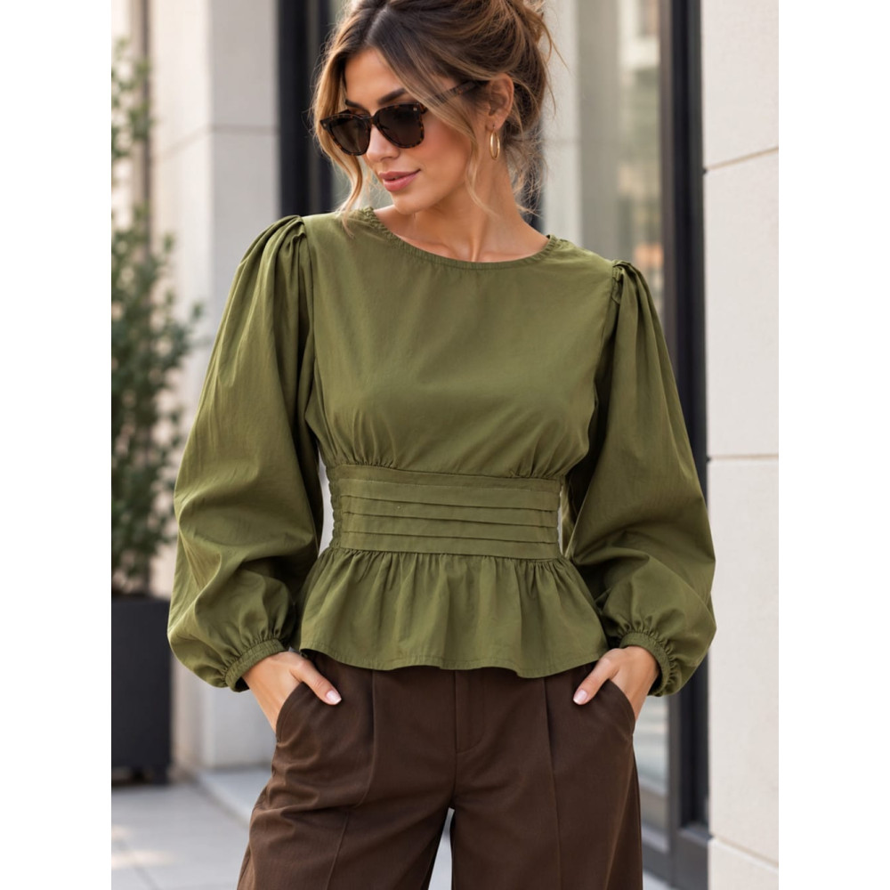 Blusa con Jaretas ROSELL Verde Militar HEVE