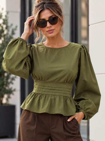 Blusa con Jaretas ROSELL Verde Militar HEVE