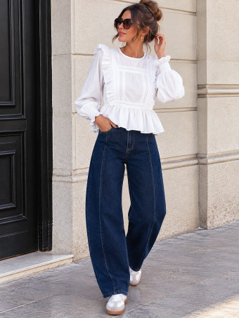 Jeans Balloon Tiro Alto SUNIBA Azul Índigo HEVE