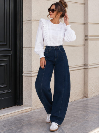 Jeans Balloon Tiro Alto SUNIBA Azul Índigo HEVE