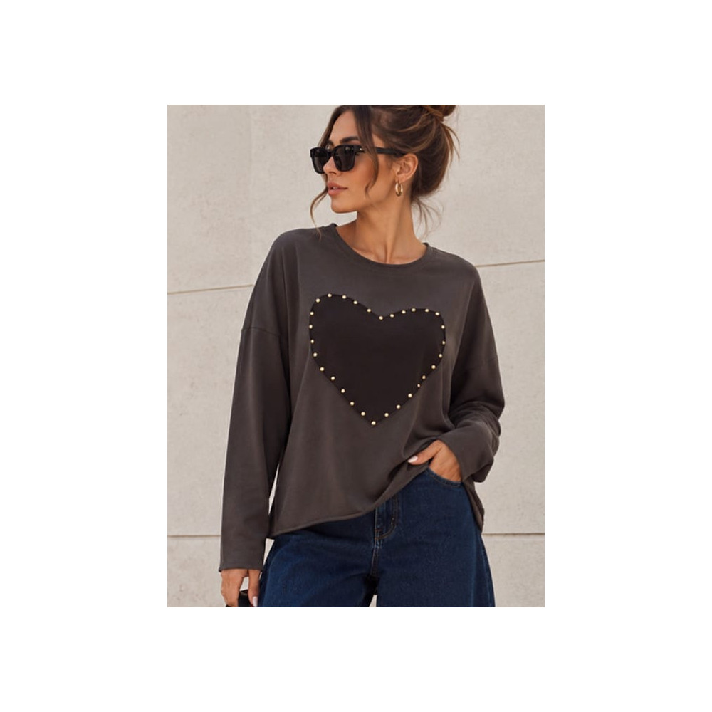 Camiseta Corazón con Tachas ROVELA Marrón HEVE