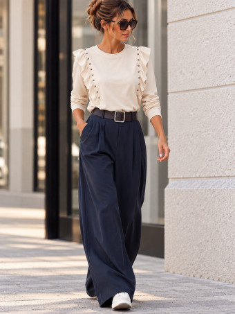 Pantalón Palazzo Cinturón CHARMELLIE Marino HEVE