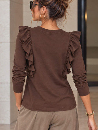 Camiseta Tachas con Volante BRIELA Marrón HEVE