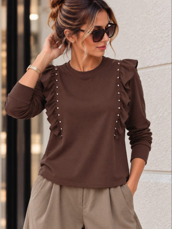 Camiseta Tachas con Volante BRIELA Marrón HEVE
