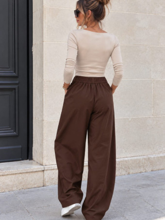 Pantalón Envolvente Bandas Verticales BRODIE Marrón HEVE