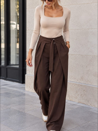 Pantalón Balloon Tiro Alto Hebilla DARWEN Marrón HEVE