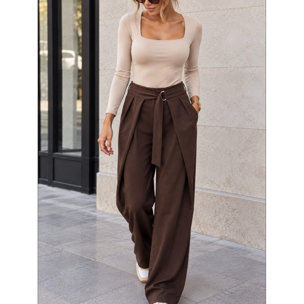Pantalón Balloon Tiro Alto Hebilla DARWEN Marrón HEVE
