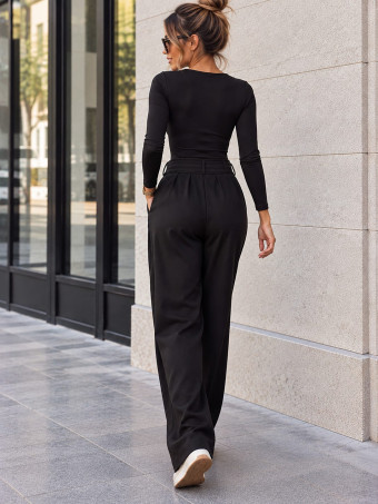 Pantalón Balloon Tiro Alto Hebilla DARWEN Negro HEVE